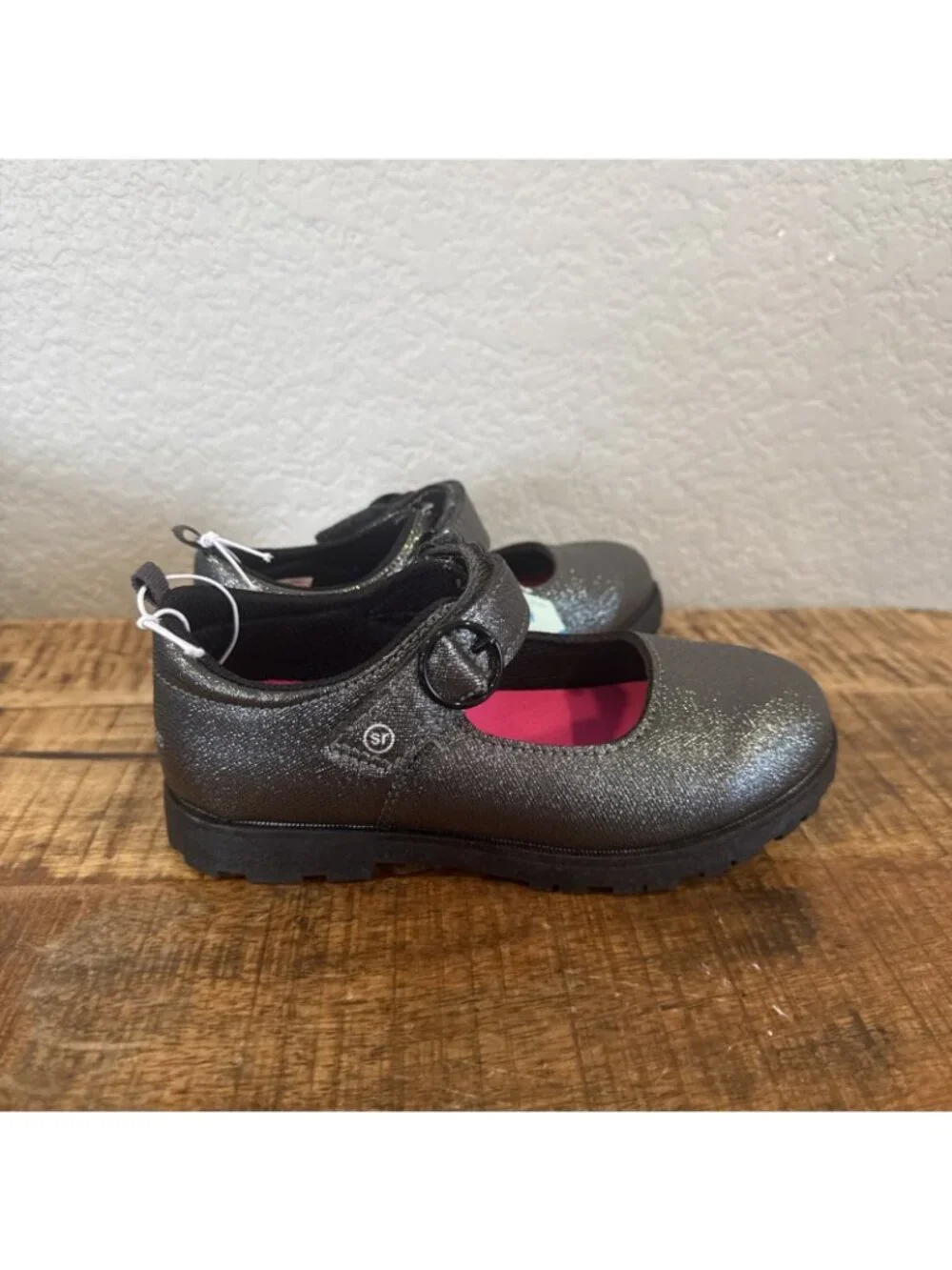 Stride Rite Little Kid Wednesday Gray Sparkle Mary Jane Shoes Sz 11 M NIB Pewter